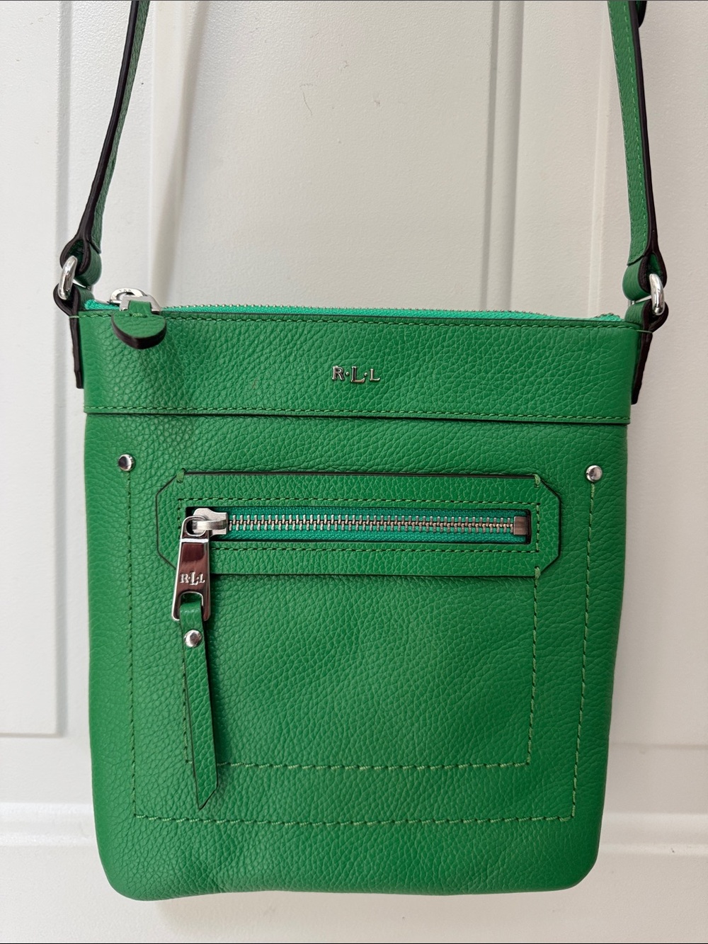 Ralph Lauren Green Leather Crossbody Bag